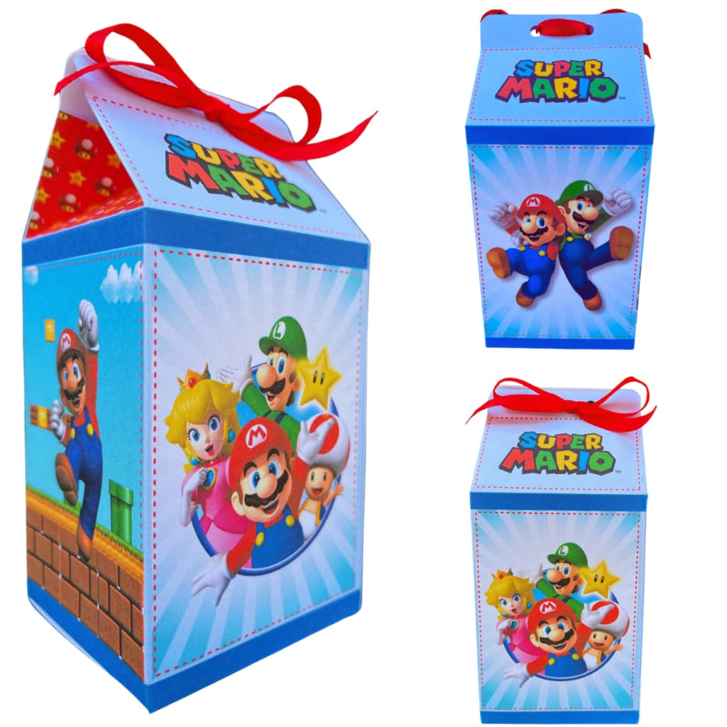Kit Caixa Milk Personalizado Super Mario Bross Para Aniversarios caixinha de balas