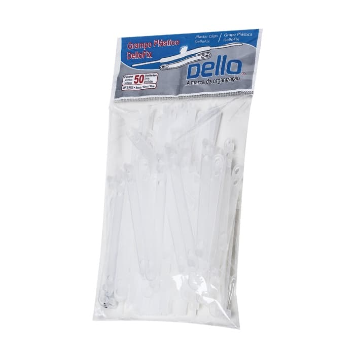 Grampo Trilho Plástico Normal 300 Folhas Branco ou Preto Com 50 Unidades Dello Dellofix 0301