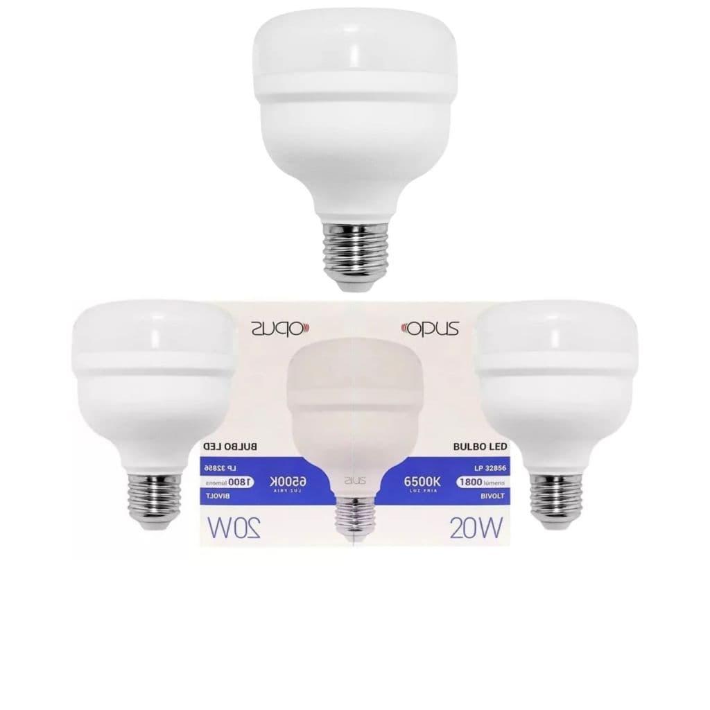 kit 03 Lâmpada Bulbo Led 20w Opus St2078 Cor da luz Branco-frio