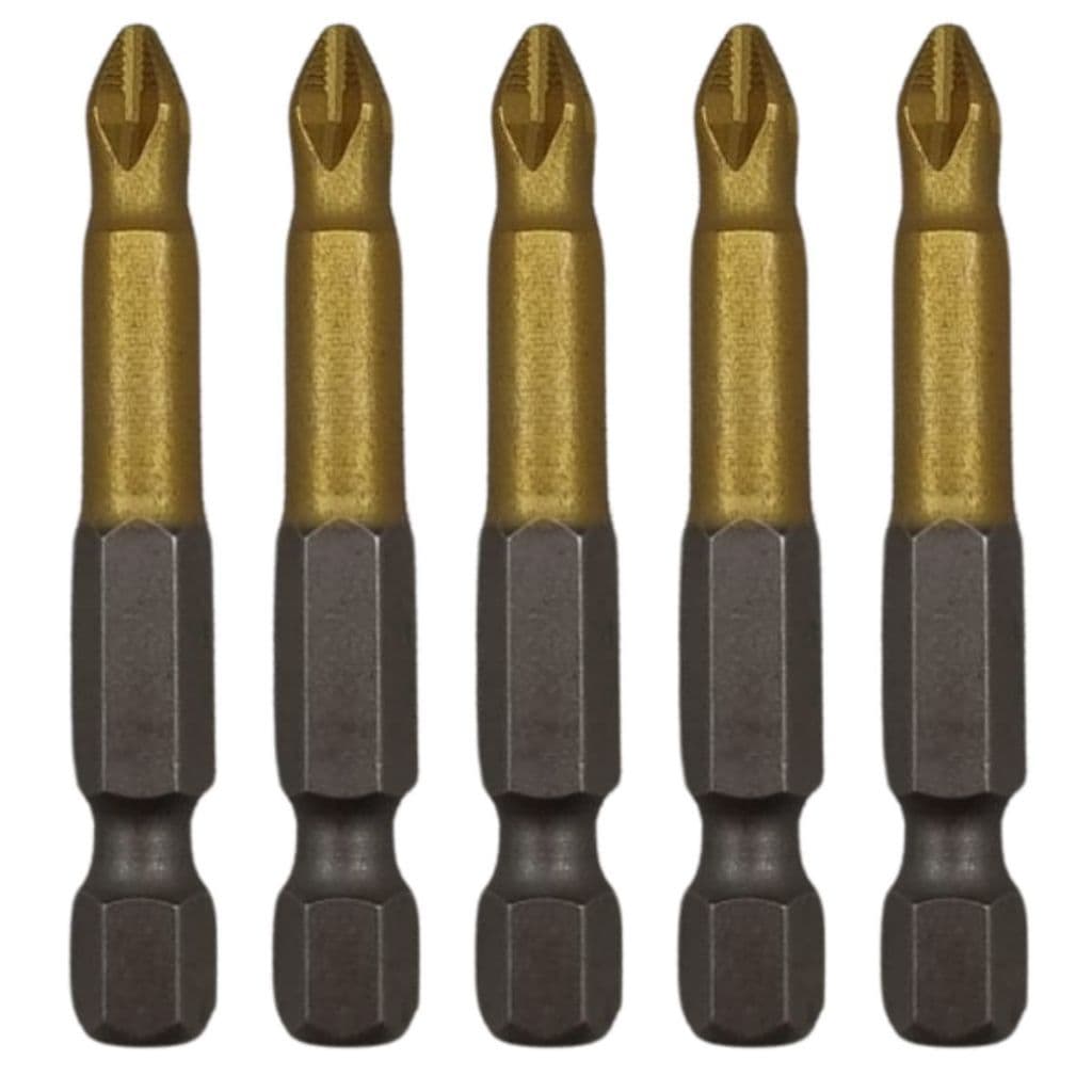 Ponta Bits PH2 50mm Titânio Ponteira Parafusadeira Ctpohr Kit 5 Peças