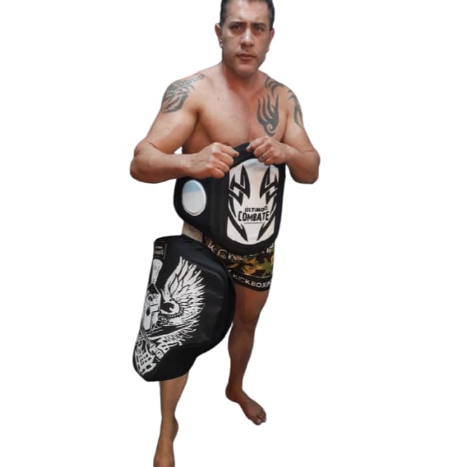 kit coxal aparador de chute + abdominal ultimo cmbate
