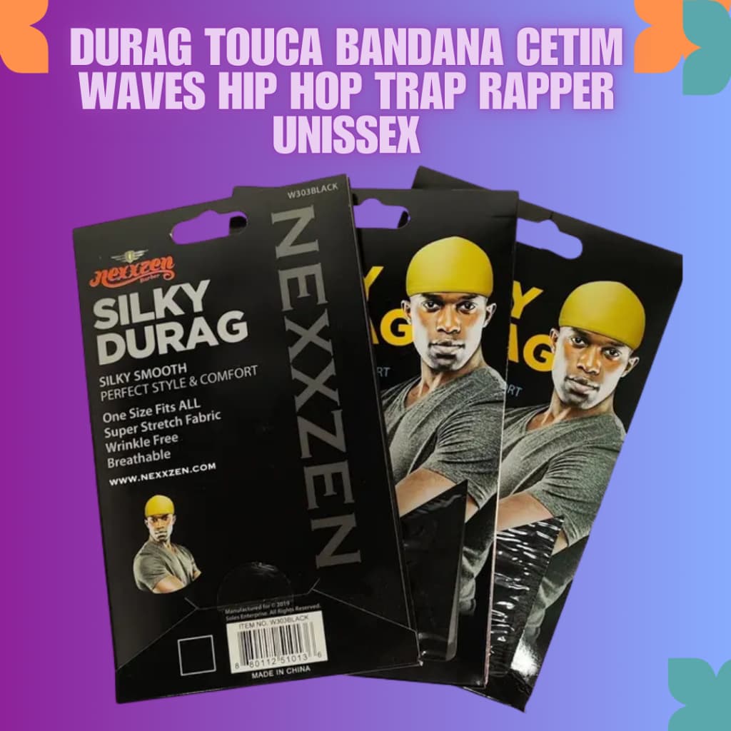 1 DURAG Touca Bandana Cetim Waves Hip Hop Trap Rapper Unissex - Nexxzen Barber