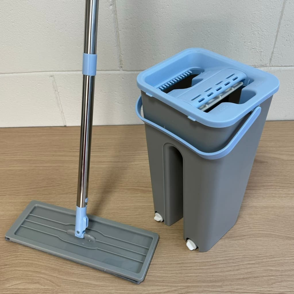 Rodo Flat Mop E Balde Lava E Seca E Tira Pó Com 2 Refis Sortido Limpeza Esfregão Limpa Chão Piso