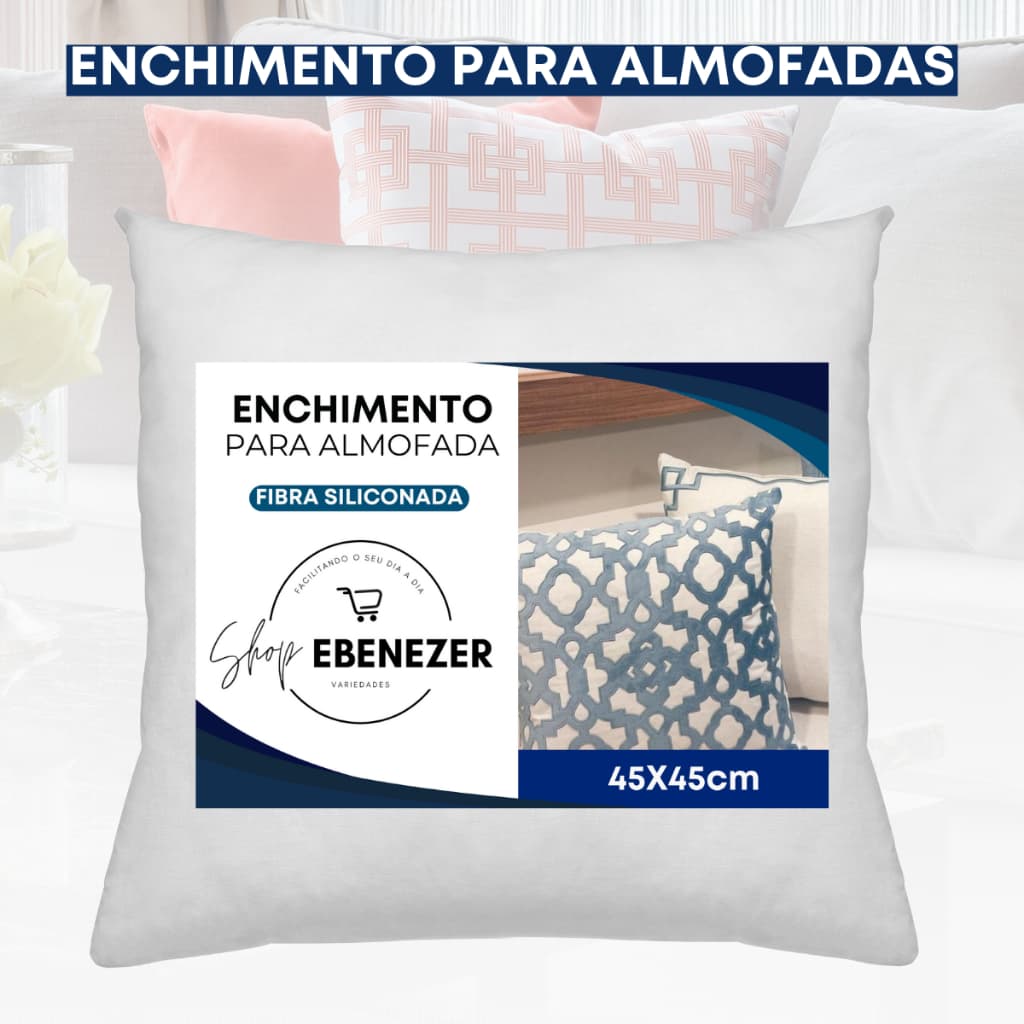 Kit 2, 4, 6 e 8 Unidades Enchimento Refil Almofada 45x45cm Fibra Siliconada Macio Resistente Premium