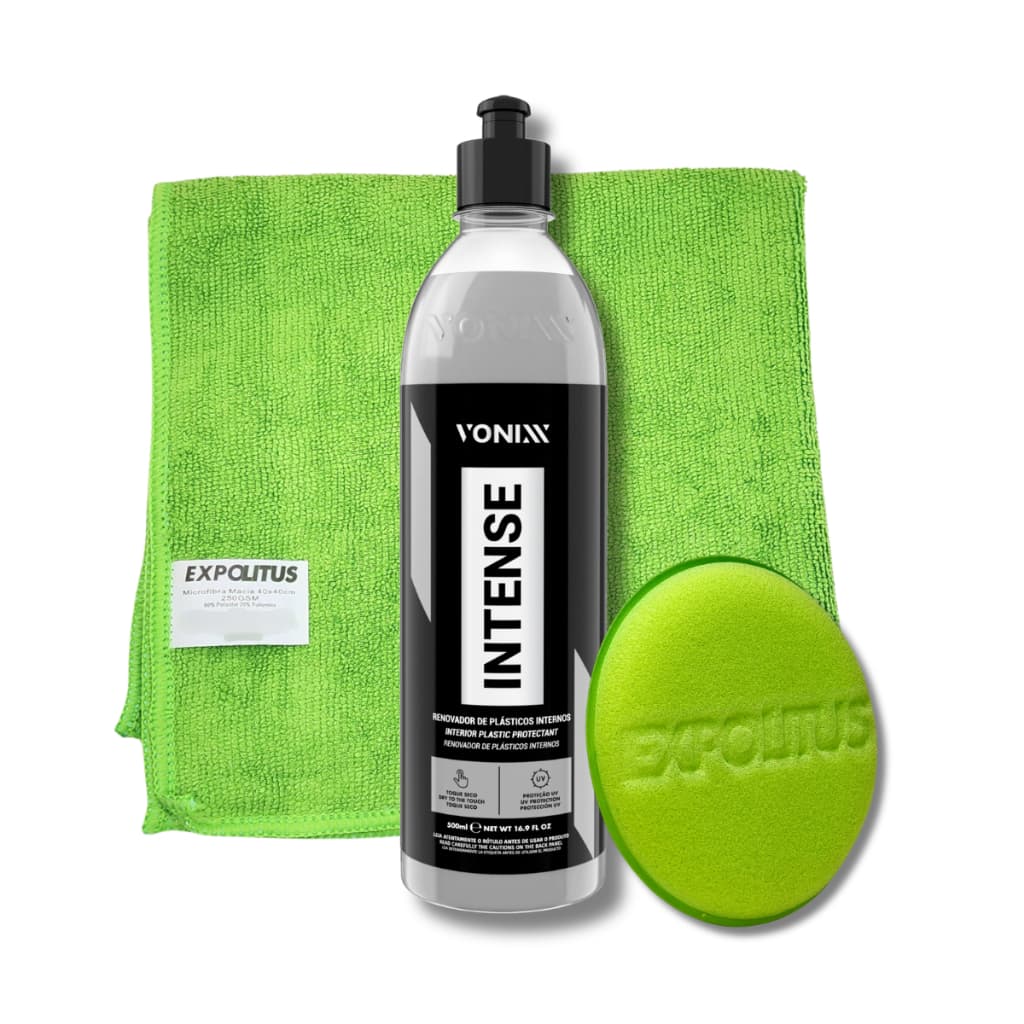 Revitalizador De Plásticos Internos Intense 500ml + Aplicador Expolitus + Microfibra Expolitus