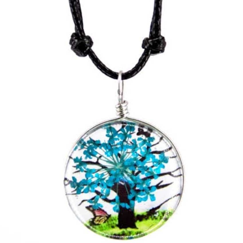 Colar Cordão Feminino Pingente Circular Arvore Da Vida Variedades De Cores