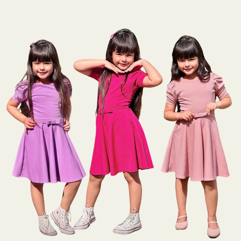 Vestido Infantil feminino malha Piquet de Lacinho evangélico e moderno