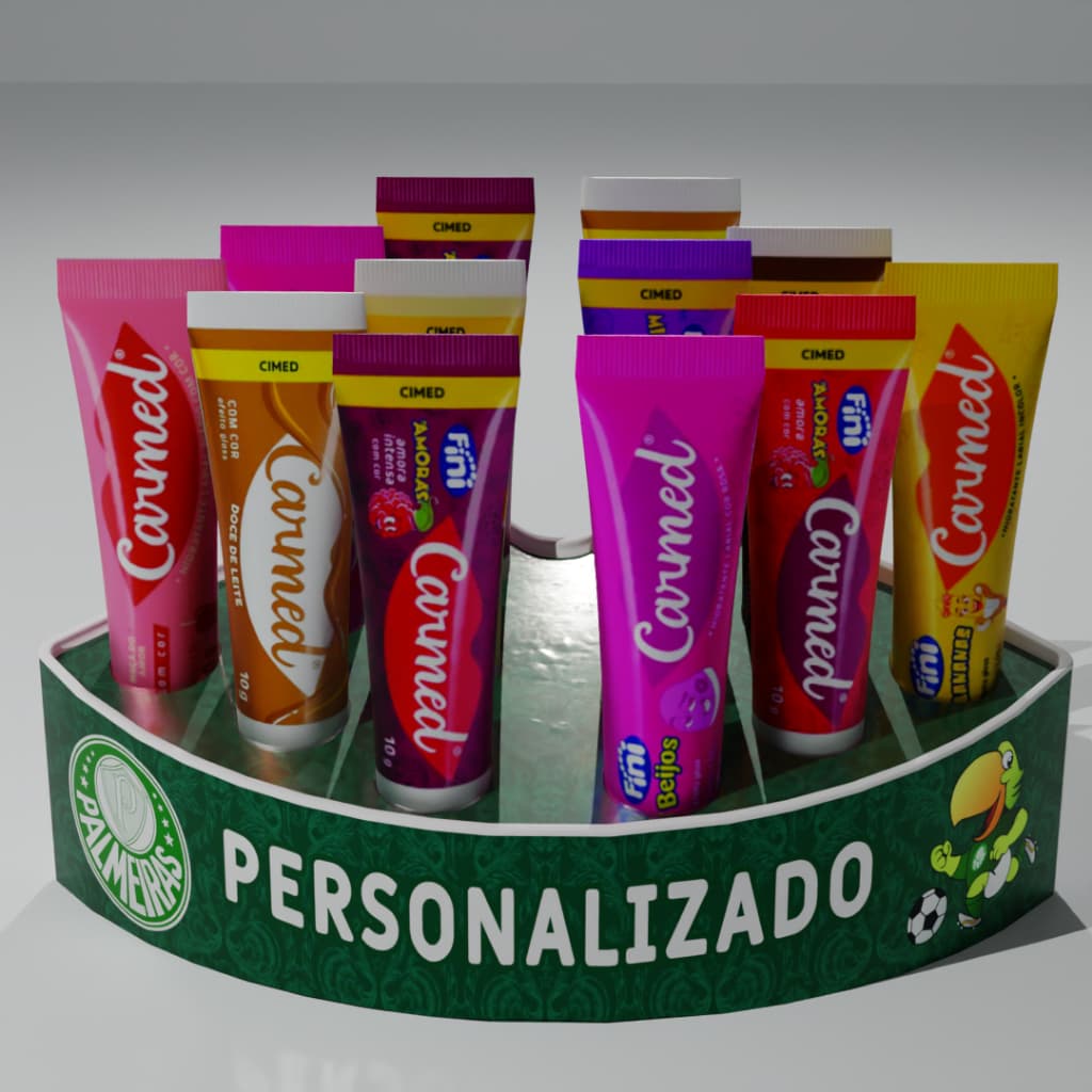 Porta Carmed - Times Palmeiras ORGANIZADOR HIDRATANTE LABIAL tipo gloss para até 12 unidades