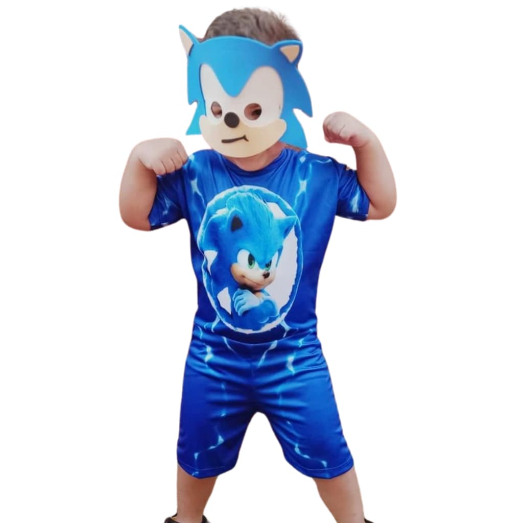 Fantasia Infantil Sonic Veloz Para Meninos Confortável Completa