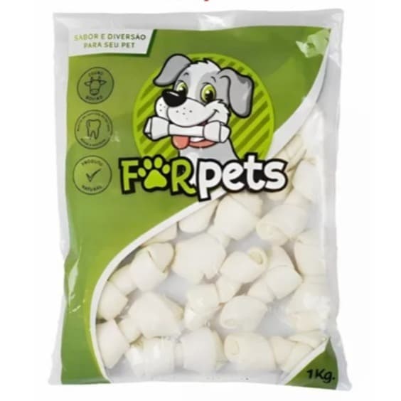 PETISCO MORDEDOR NATURAL Osso Nó 4/5 Polegadas 1KG Petisco Ossinho Natural Cães FORPETS