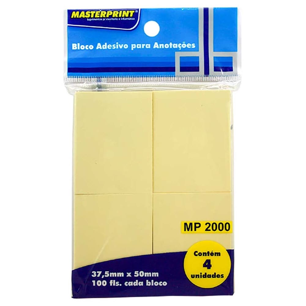 Bloco adesivo para anotações Amarelo - MasterPrint