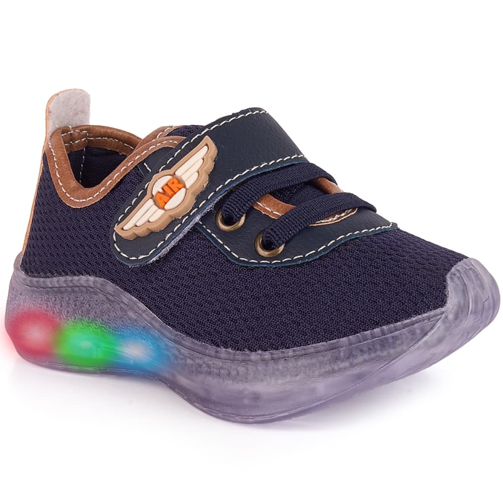 Tênis Infantil Menino Luzinha de Led Colorido Calce Fácil Casual Confortável Escolar Dia a Dia Leve