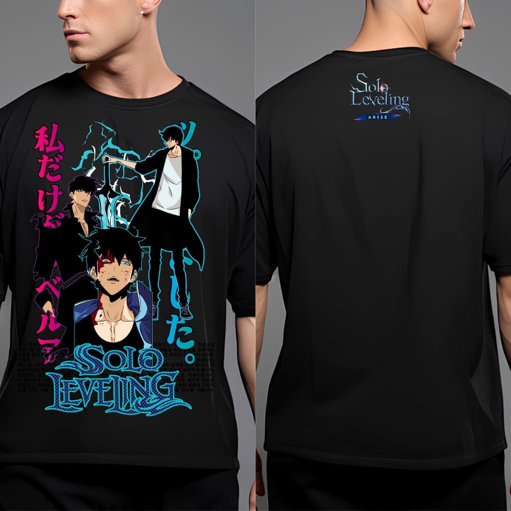 Camiseta Anime Solo Leveling Estamapda Sung Jin-Woo Caçador Rank S Monarca Das Sombras -ENVIO RAPIDO