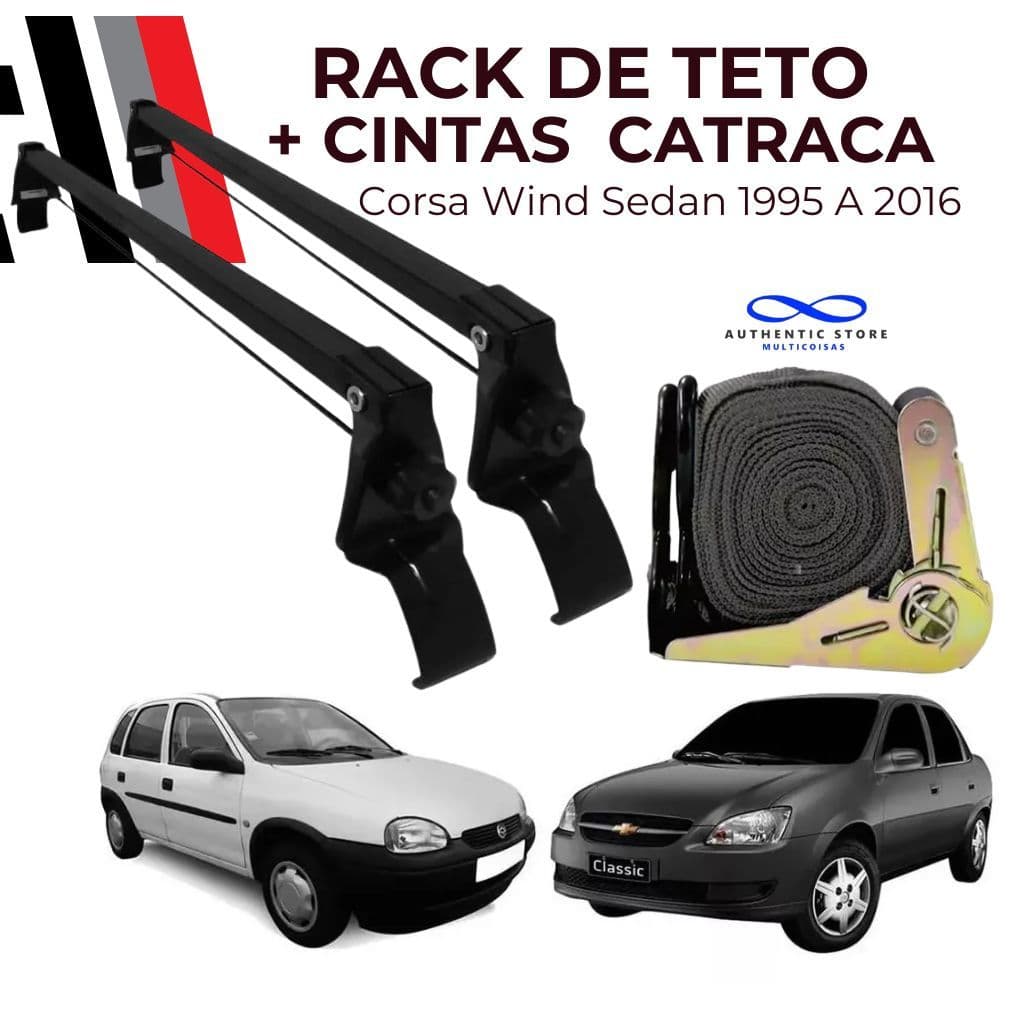 Rack Teto Corsa 1995 à 2016 Hatch Classic + Cinta Carga Reforçada