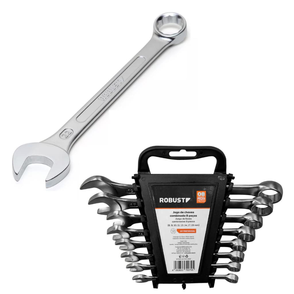Jogo Kit De Chaves Combinadas Robust Gedore Lado Fixo Estrela Cromada Profissional Casa