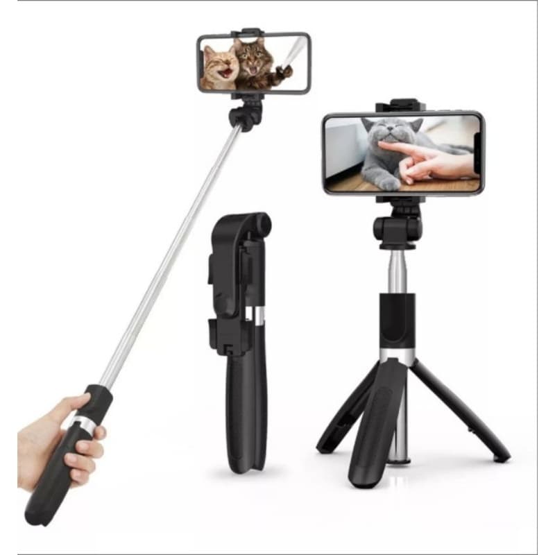 Bastão Tripé Mini 360° Win Castle Pau De SelfieBluetooth 3 Em 1 Suporte Para Celular Cor Preto