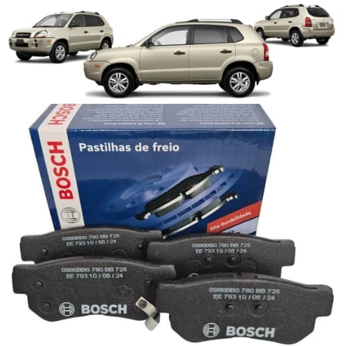 Pastilha De Freio TRASEIRA Tucson 2.0 2.7 2004 a 2014 Azera 2007A 2010 Sportage 2007 a 2010 Bosch