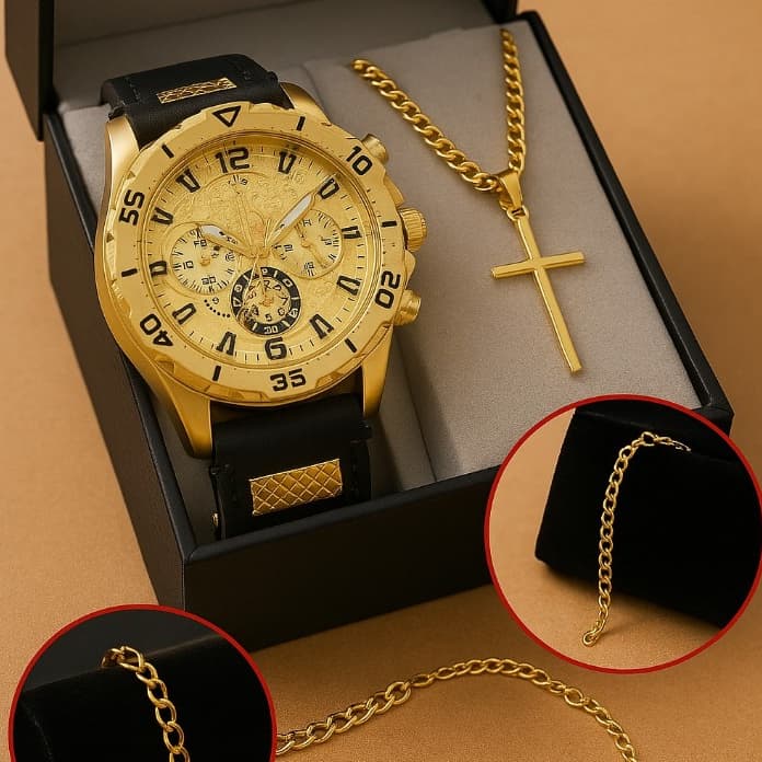 Relogio Masculino Banhado a Ouro Original