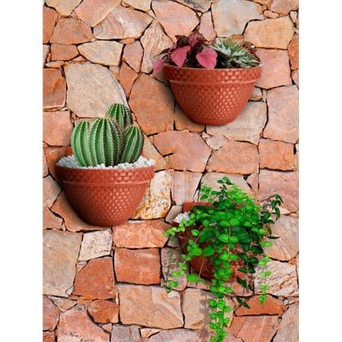 Vaso de Parede Meia Lua Rattan 3 Litros Terracota  Elegância Natural para Plantas Ante Dengue