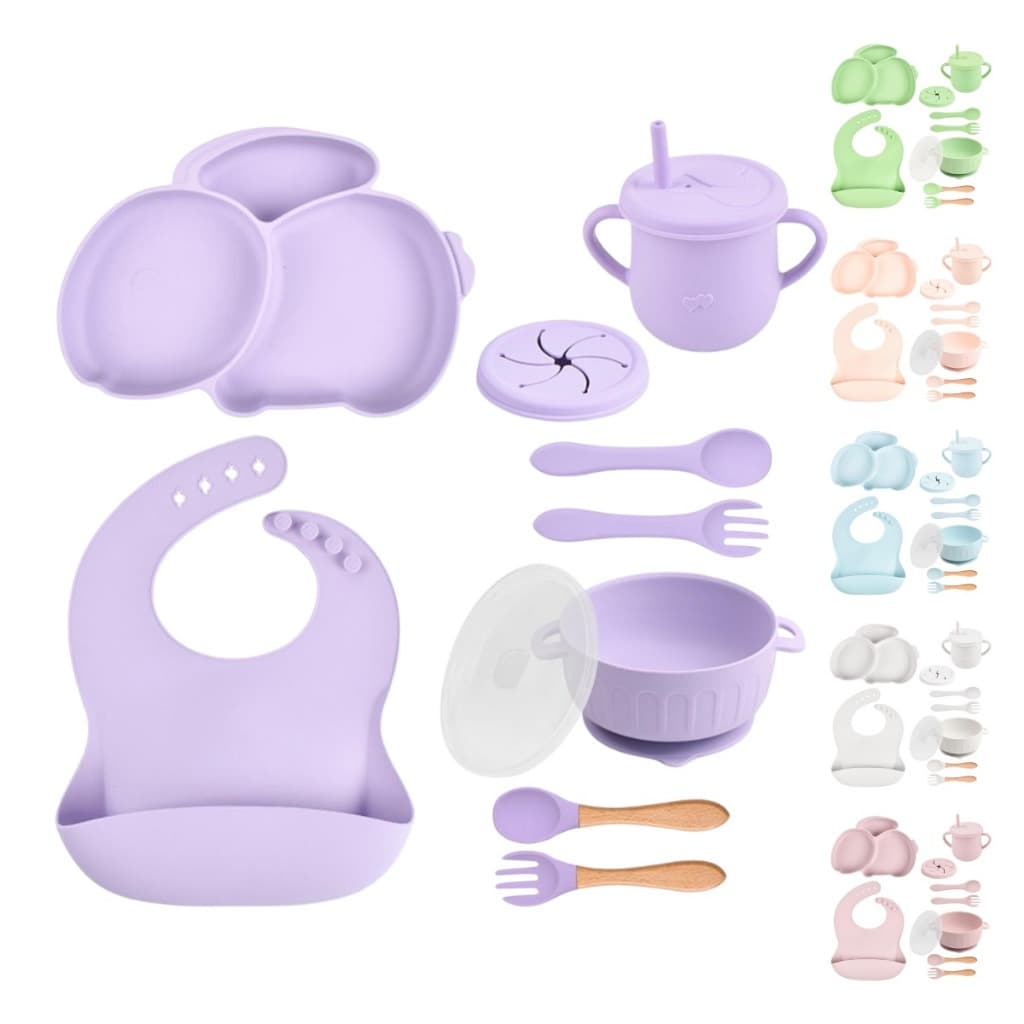 Kit Prato Infantil Introdução Alimentar Silicone Coelho Formato Bichinho