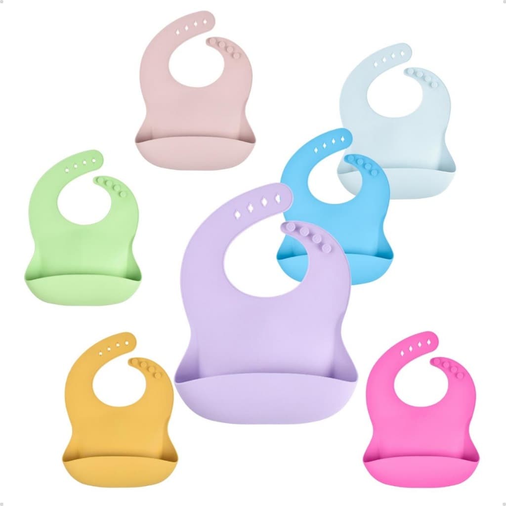 Babador Silicone Infantil Com Pega Migalhas Impermeável Livre de BPA