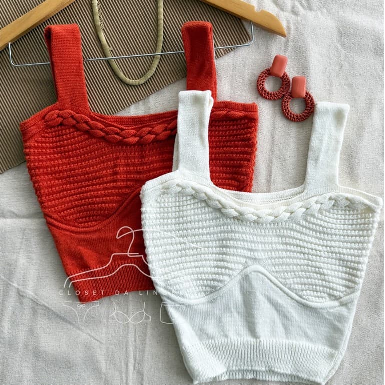 Kit 5 Cropped Tricot Modal Trançado Regata Blusa Moda Feminina Verão Blogueirinha