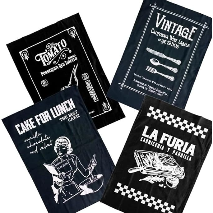 Kit 4 Pano De Prato Copa Sacaria Lomaer Linha Gourmet 50cm x 70cm  Preto