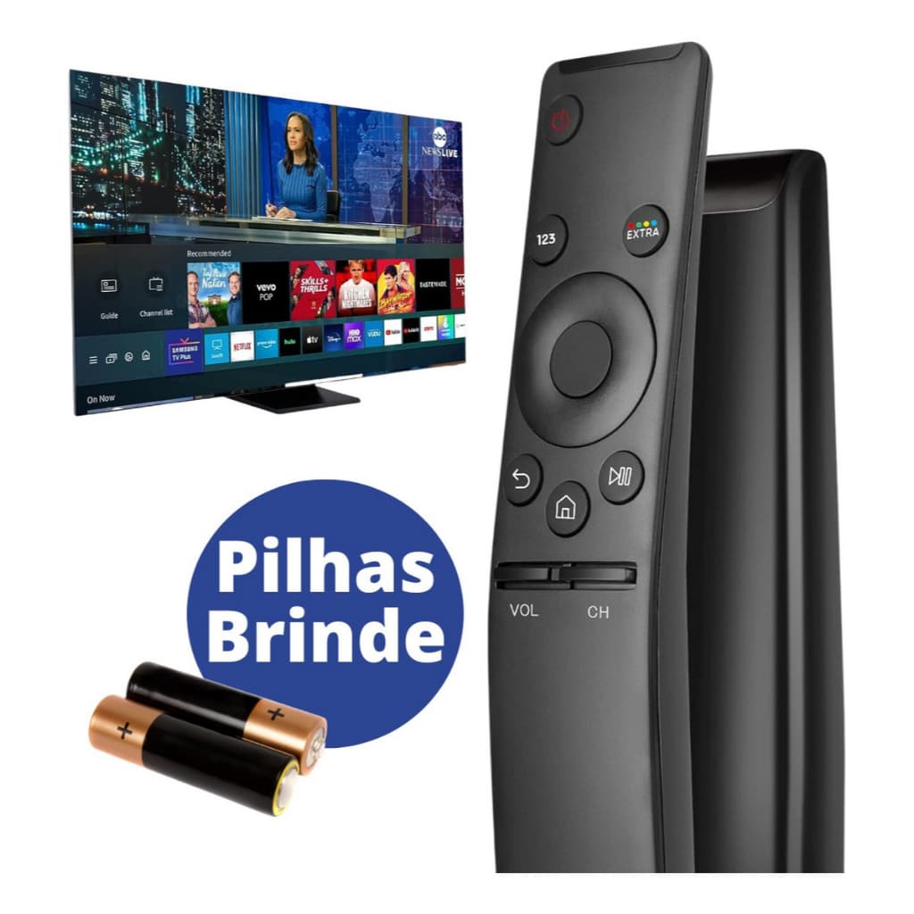 Controle Remoto Tv Samsung Smart 4K Led Universal Botão Aplicativos Netflix, Prime Video e GloboPlay