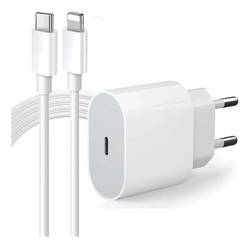 Kit Carregador De iPhone Fonte com Cabo Carregamento Rápido 1m PD 20w
