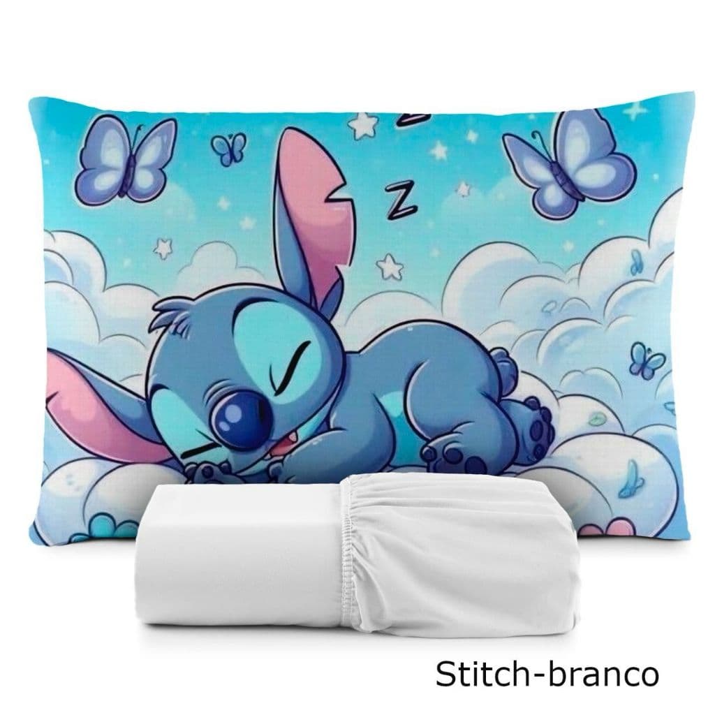 Jogo de Cama Lençol Solteiro Lilo Stitch 400 Fios Cama Solteiro 2 Peças Casal Queen e King 3 Peças