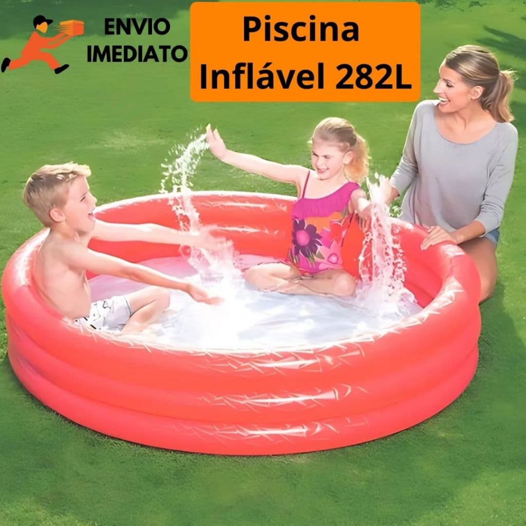 Piscina Infantil 3 Anéis 282l Inflável Para Bolinhas E Água 150cm x 30cm 282L