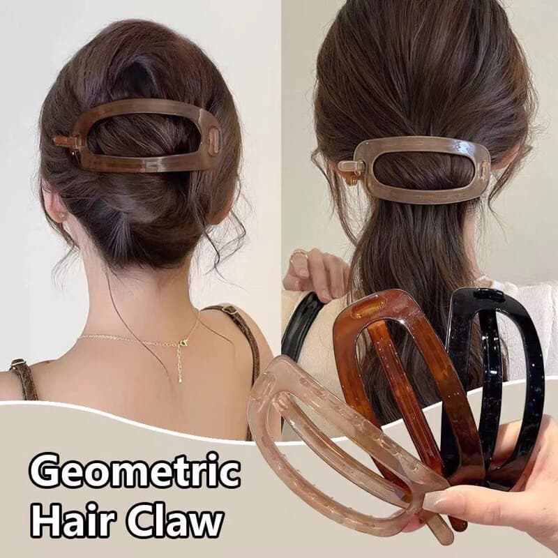 Grampos De Cabelo Geométricos Ovais Vintage Acrílico Bico De Pato Grampo Feminino Meninas Cabeça Traseira Coque Garras