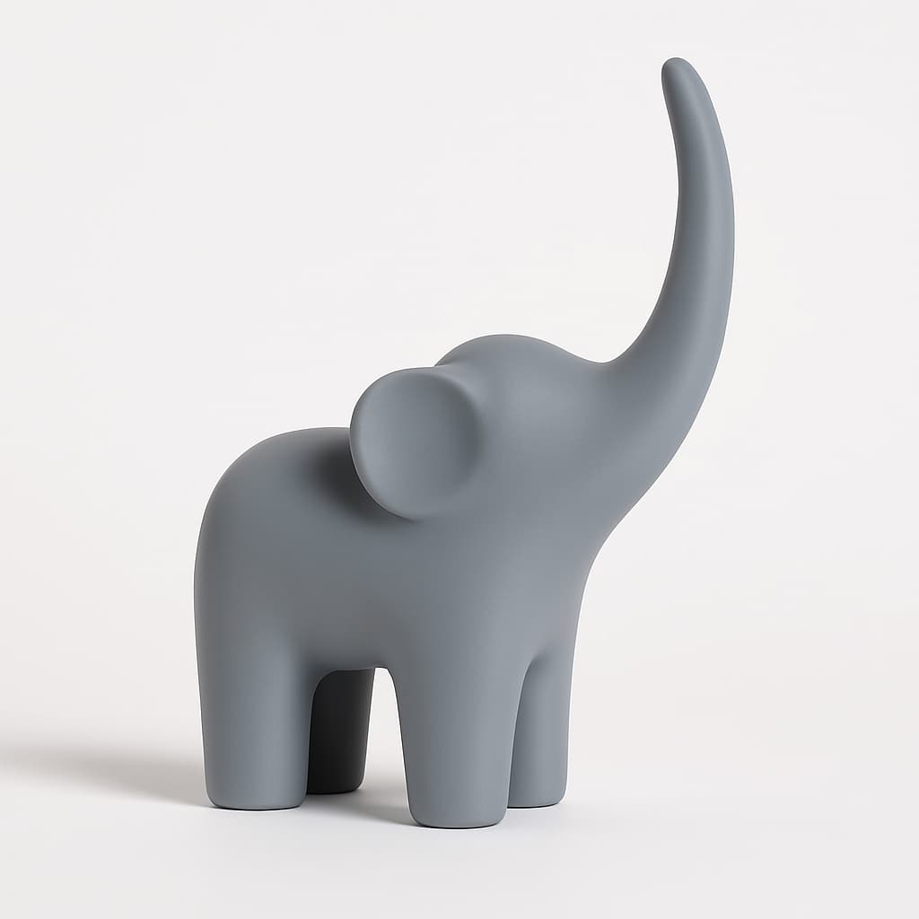 Escultura Decorativa De Elefante Estilo Minimalista Para Sala Escritório Nicho Ou Estante 19,5cm