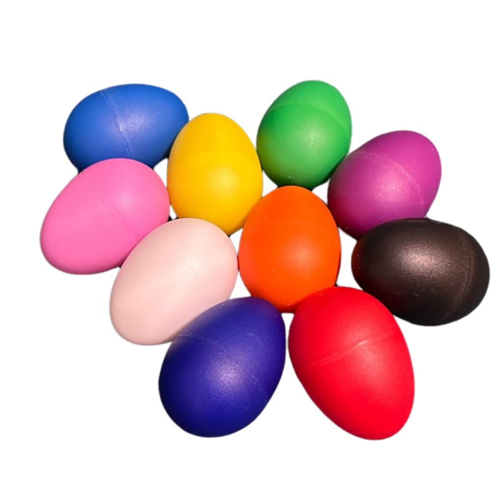 10 Ganzás Ovinhos Coloridos De Percussão Musical Instrumento