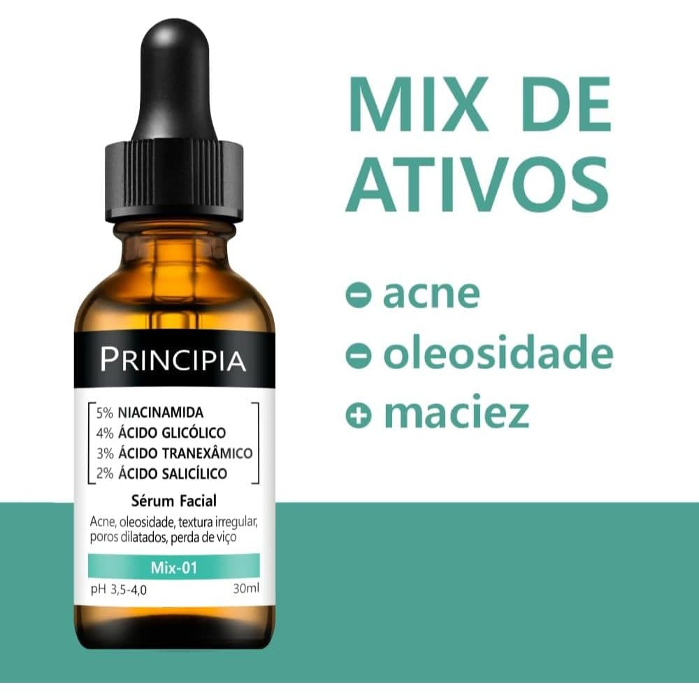 Sérum Principia Mix-01 (5% Niacinamida + 4% Glicólico + 3% Tranexâmico + 2% Salicílico) + BRINDE!!