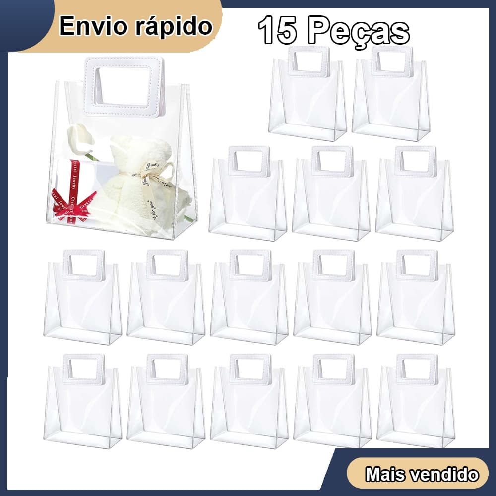 15 unidades 23x23x10cm Bolsa de plástico portátil transparente Bolsa de ombro de PVC Bolsa de presente