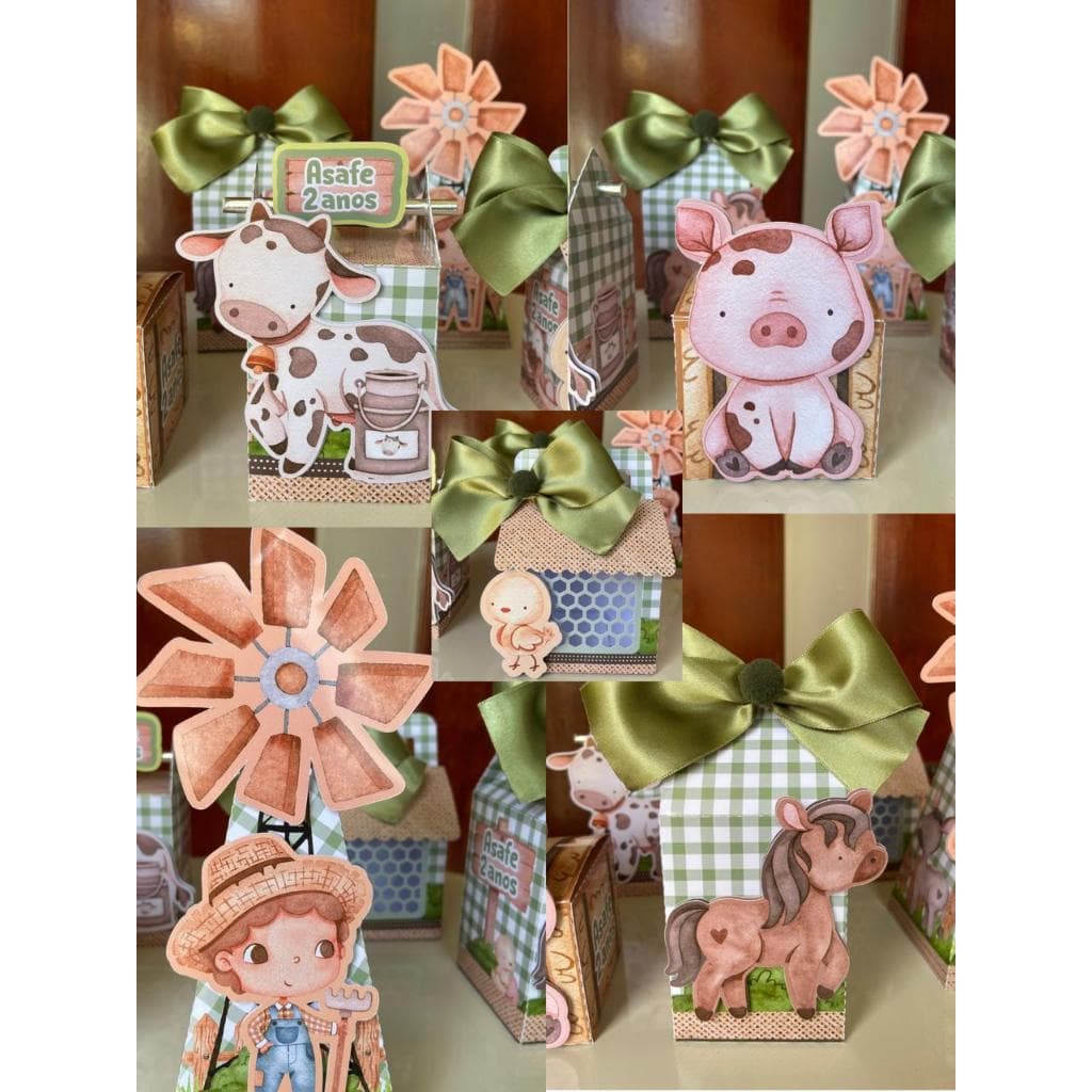 Fazendinha Kit Festa Lembrancinhas Caixas Personalizadas Fazendinha 3D