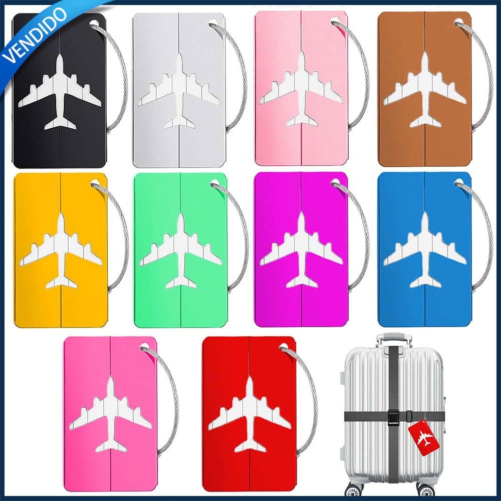 Tag de bagagem de liga de alumínio, nome de check-in do avião, anti-perda tag pingente, mala de viagem tag bagagem