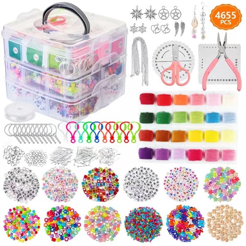 Kit De Acessórios Para Fazer Joias Ferramenta Alicate Para Pulseiras Diy 4655Pcs Kit De Miçangas