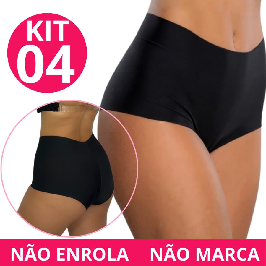 Kit 4 Tanga Laser Box Silvia Cintura Alta Confortável Não Marca Dia a Dia Feminina Adulto  G GG
