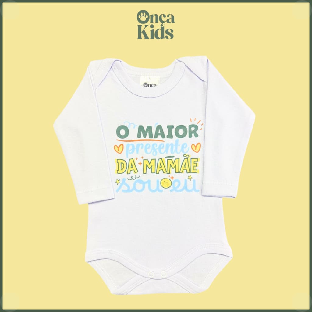 Body Bebê Manga Longa Personalizado Dia das Mães Suedine 100% Algodão Mesversário Presente Enxoval