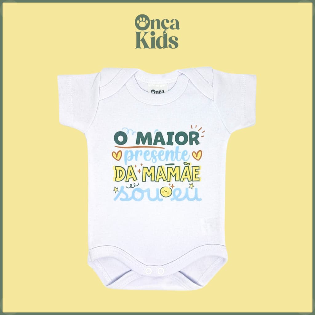 Bory Personalizado Manga Curta Bebe Dia das Maes 100% Algodao Suedine Presente Mesversario Lindo