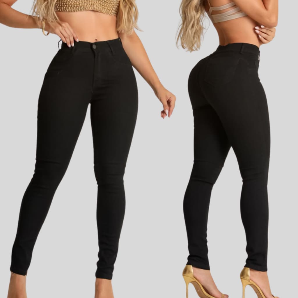 Calça Femenina Jeans Cintura Alta Skinny Preta