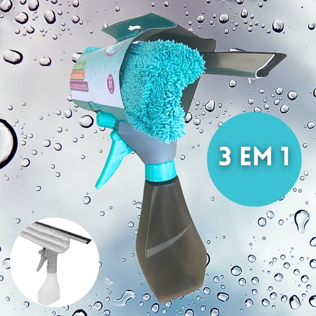 Rodo Limpa Vidro Mop Spray Reservatório Multiuso Refil Microfibra Limpeza Rodinho 3 em 1