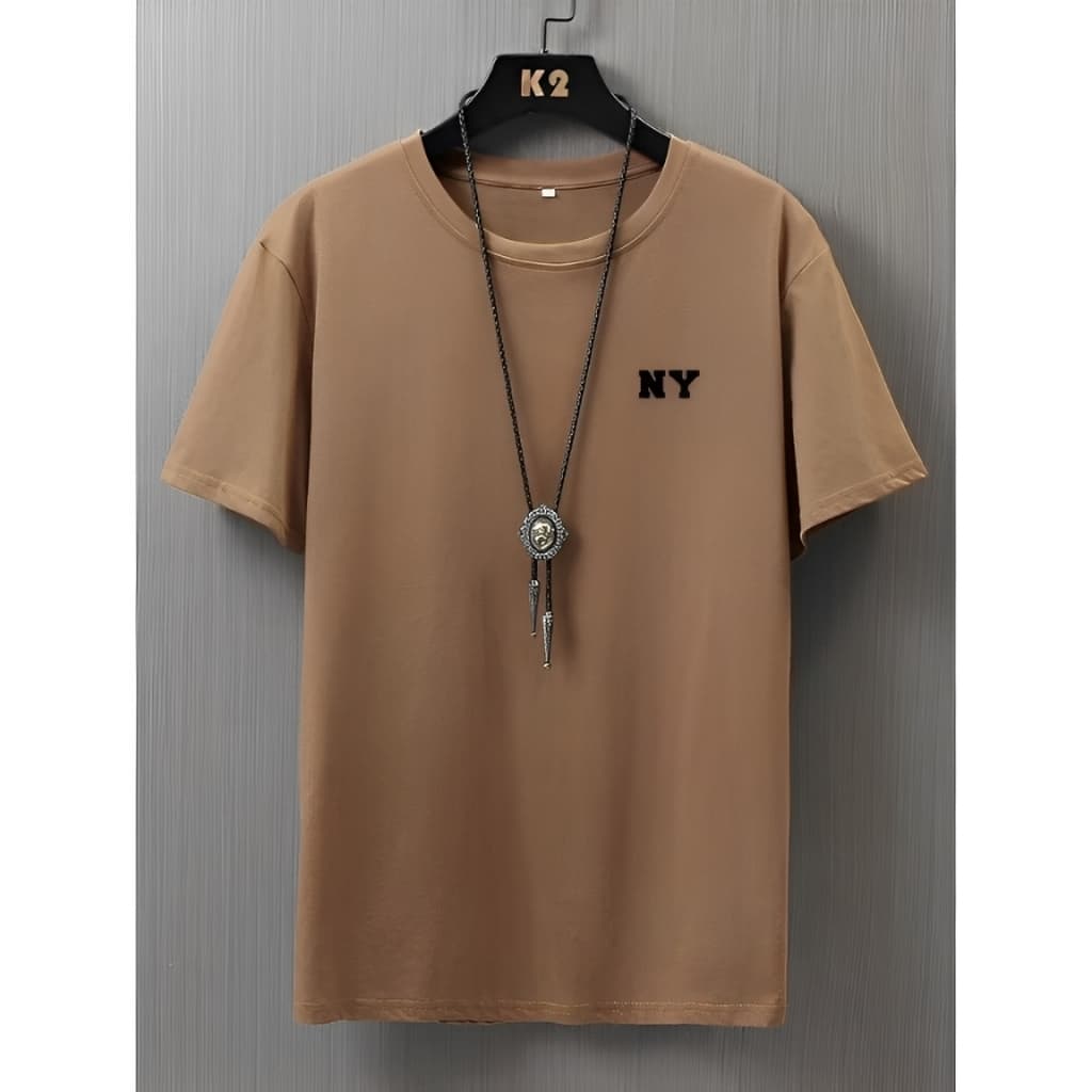 Camiseta Masculina Estampada NY Camisa Blusa Unissex Marrom Bege Branco Preto 100% Algodão