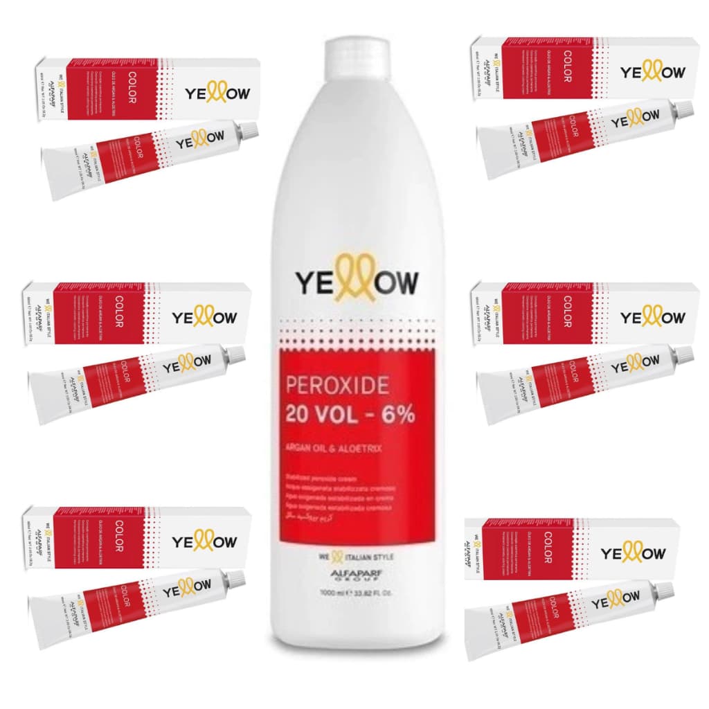 Kit 6 Coloração Yellow (sua Escolha) + 1 Agua Oxigenada 20 Volumes 1 Litro