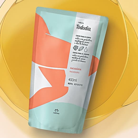 Refil Creme Desodorante Nutritivo Corporal Natura Tododia Macadâmia 400ml