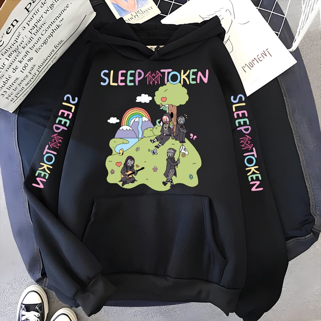 Moletom Canguru Blusa De Frio banda Sleep Token Eyes World Tour Ritual Rock N Roll Unissex em algodao