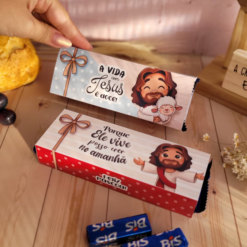 Kit 10 Caixas Porta Bis Pascoa Cristã Cinta Capa Lembrancinha Mimo Cristão
