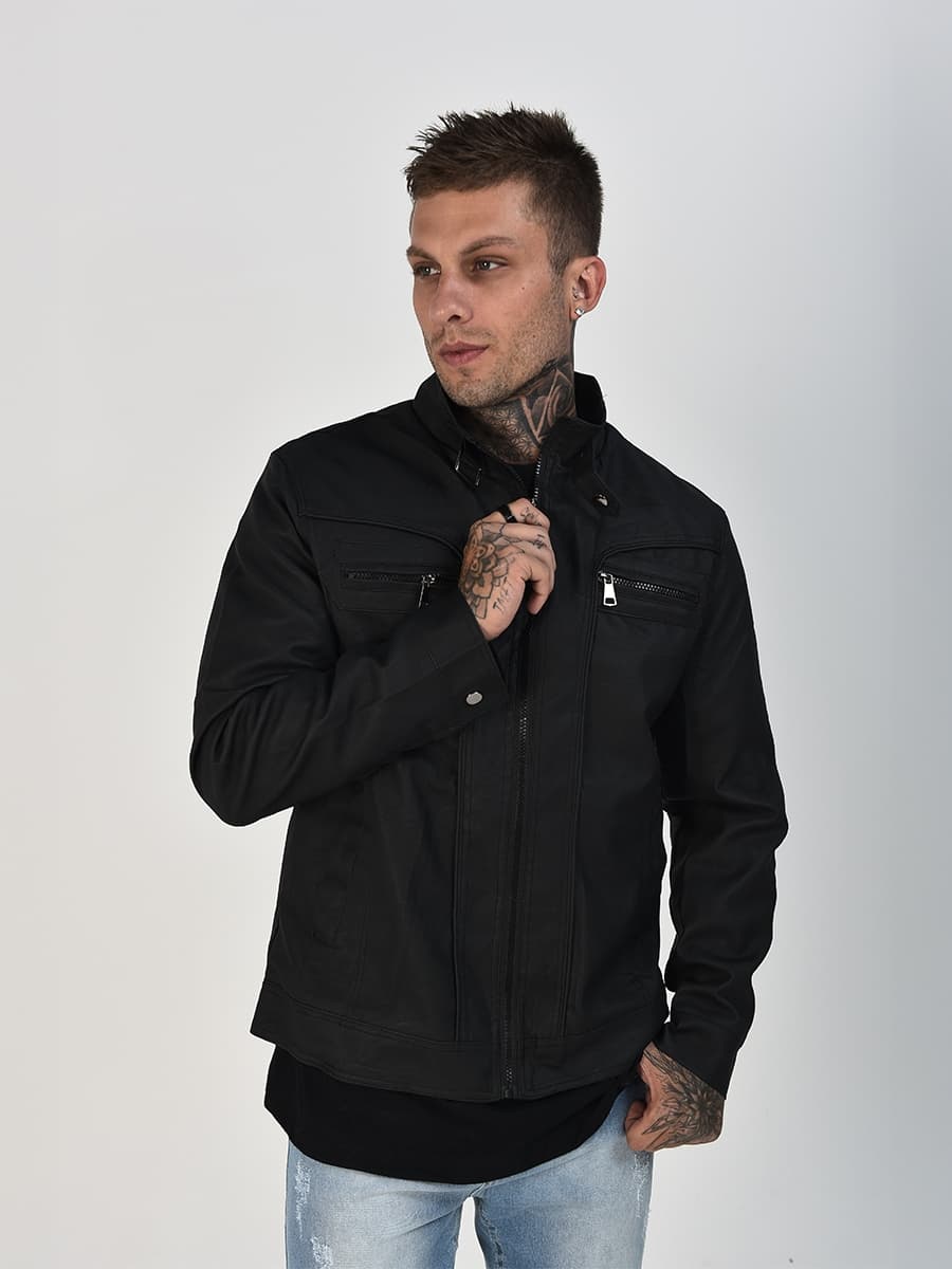 Jaqueta De Couro Gola Masculina Casaco Motoqueiro Barato Sintetico